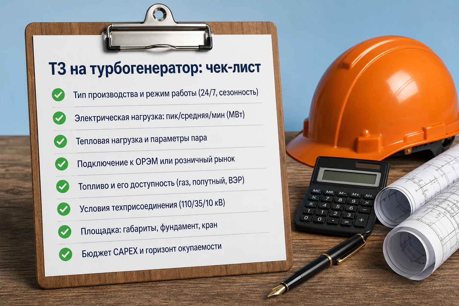 Чек-лист ТЗ на турбогенератор